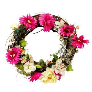 Everyday Spring Summer Artificial Front Door Grapevine Wreath 15" Chiffon, Daisy